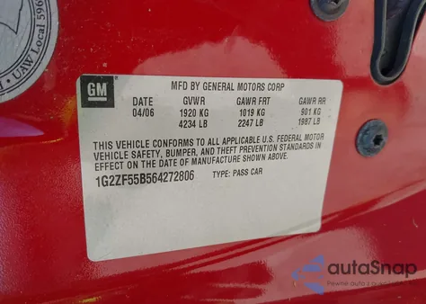 2006 Pontiac G6 z USA, uszkodzony, nr VIN 1G2ZF55B564272806